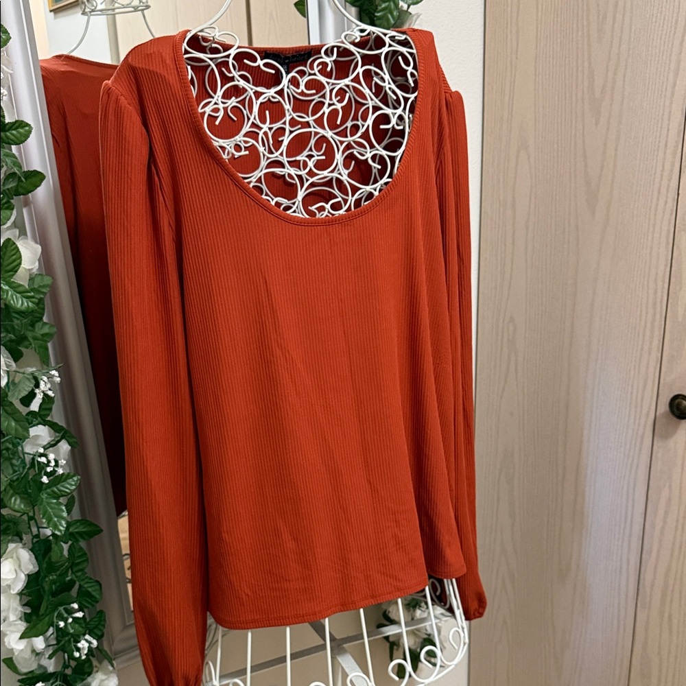 Derek Heart Rust Long Sleeve Blouse